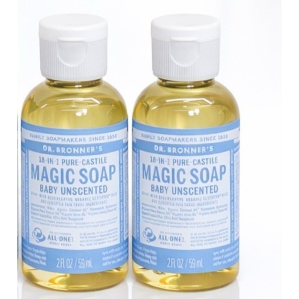 Dr. Bronner's Baby Unscented Pure-Castile Magic Soap 2oz Bottles, Pack of 2